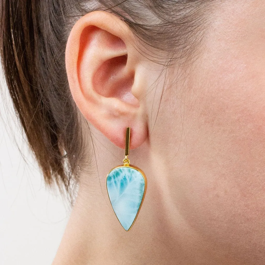 Larimar Stud Drop Earrings