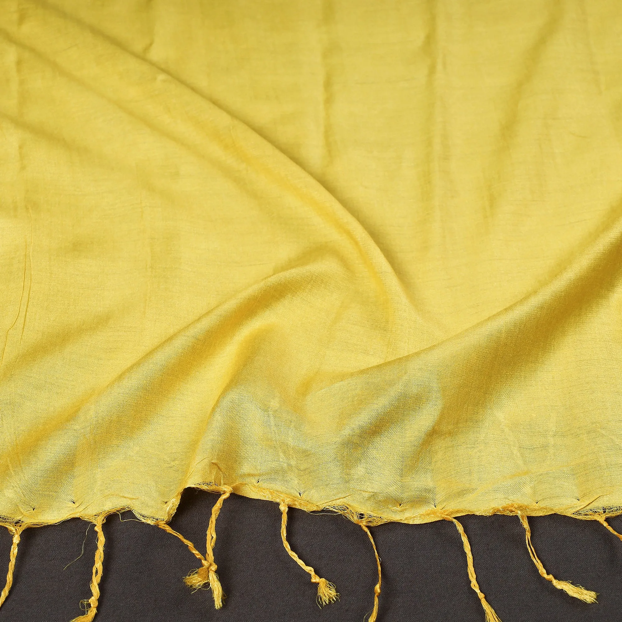 Lemon Yellow Vidarbha Pure Tussar Silk Cotton Handloom Stole