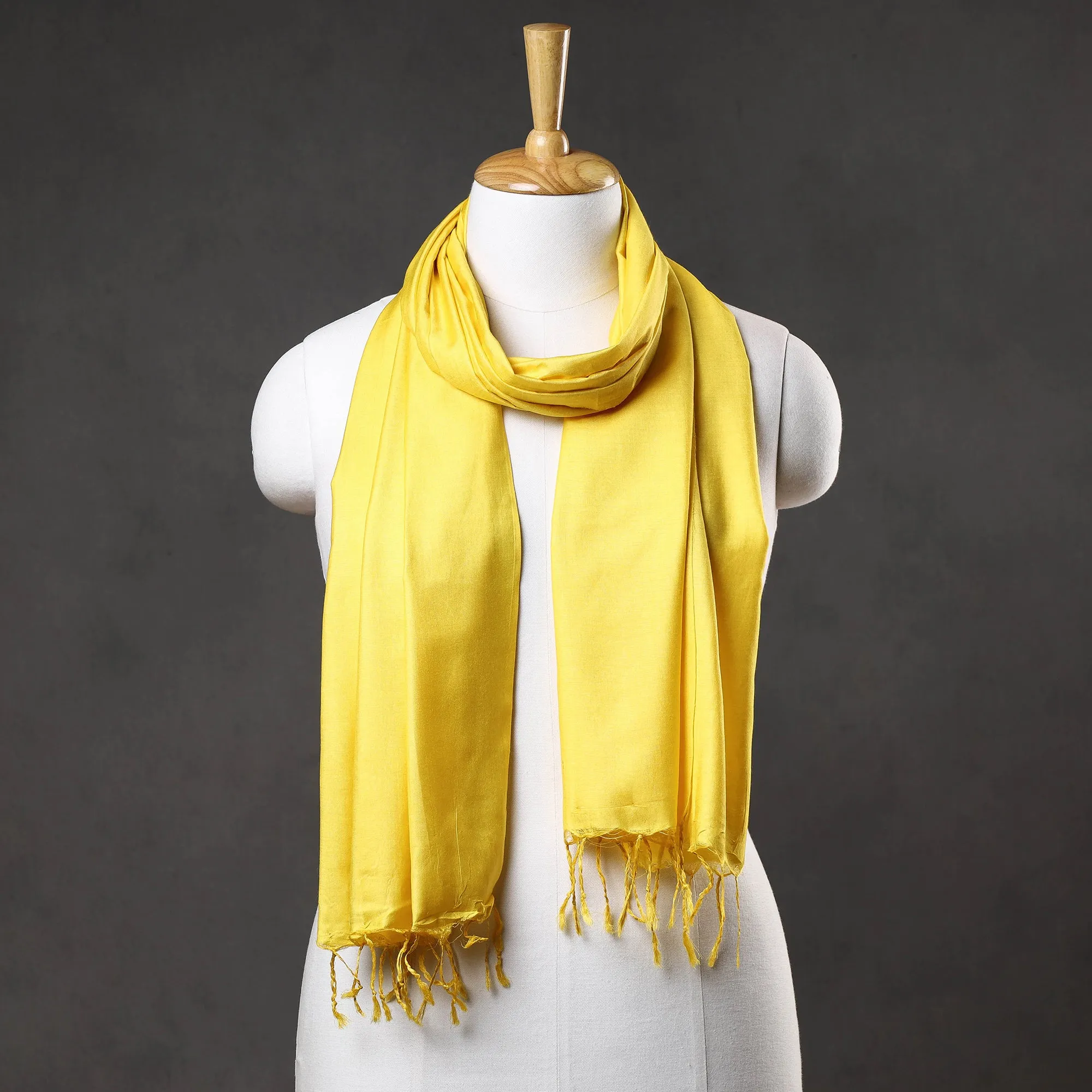 Lemon Yellow Vidarbha Pure Tussar Silk Cotton Handloom Stole