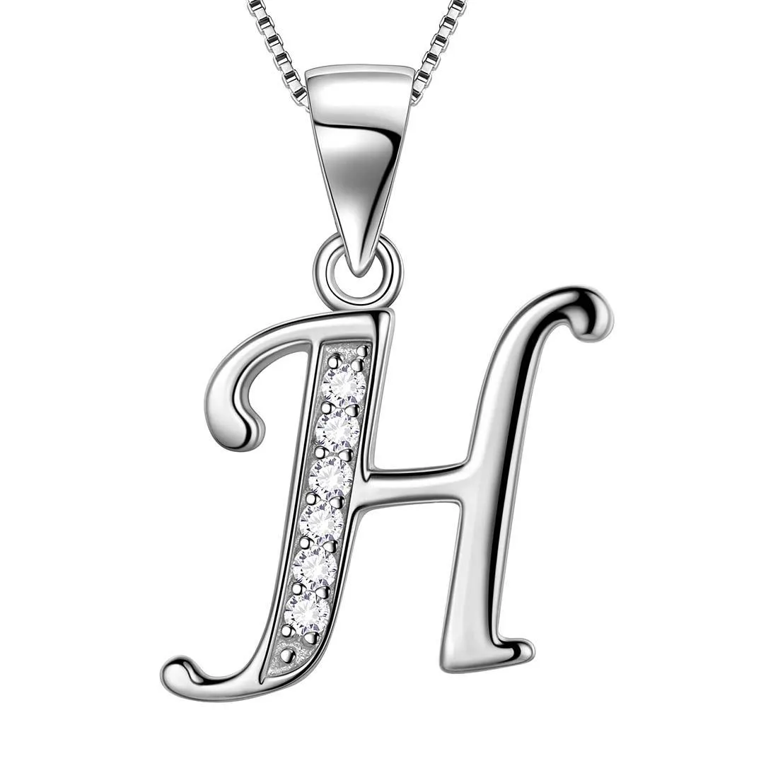 Letter H Initial Necklaces Pendant Women Men Name Jewelry Gift 925 Silver