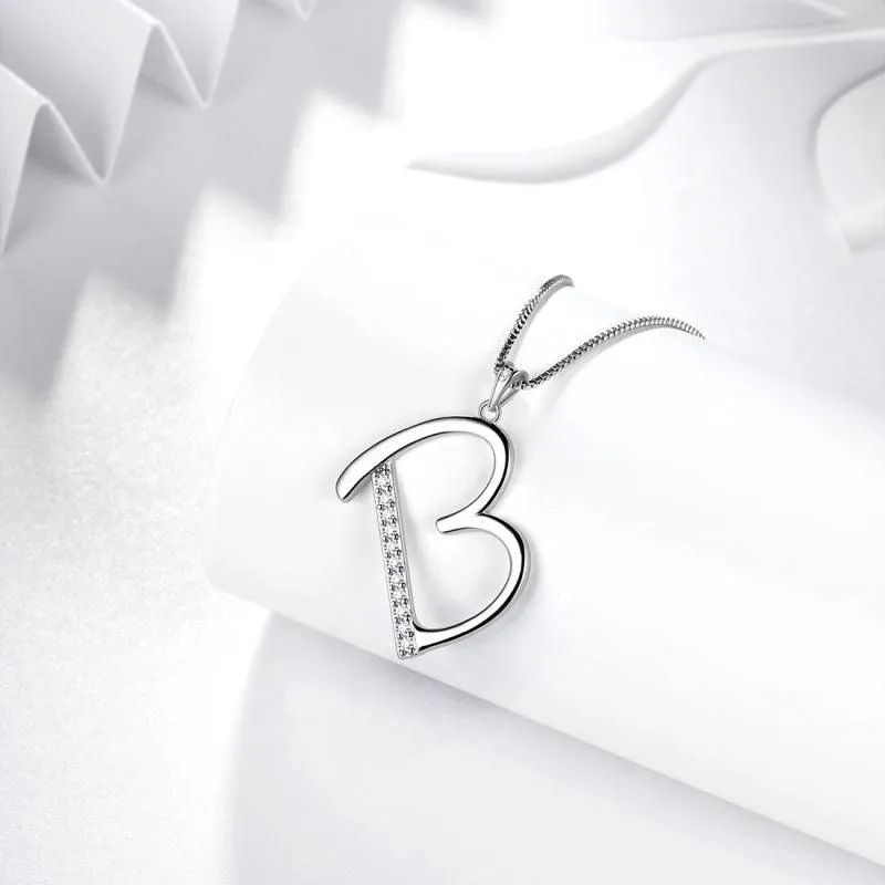 Letter Initial B Necklaces Pendant Women Girls Name Jewelry Gift 925 Sterling Silver