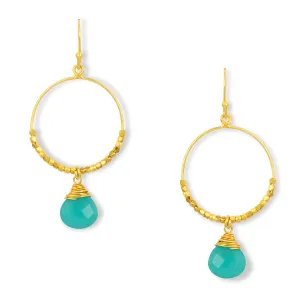 Marie Hoop Earrings Aqua Chalcedony