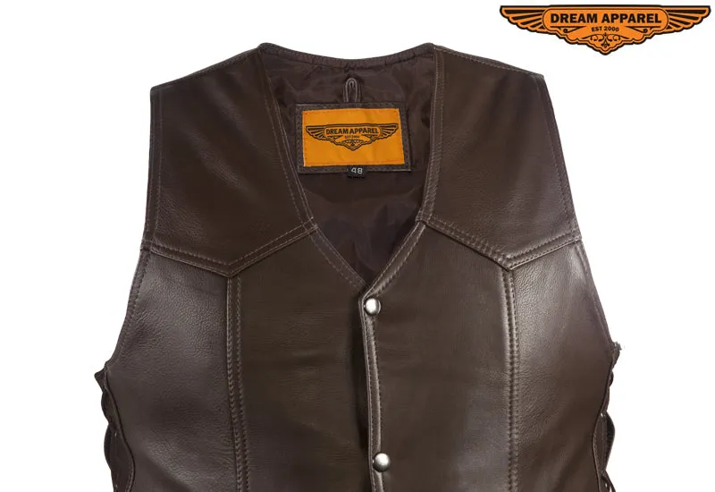 Mens Brown Leather Vest