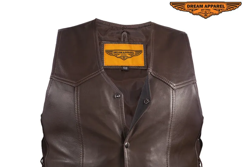 Mens Brown Leather Vest