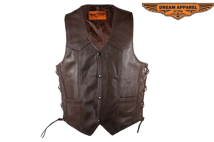 Mens Brown Leather Vest