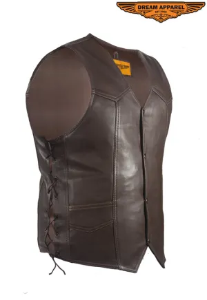 Mens Brown Leather Vest