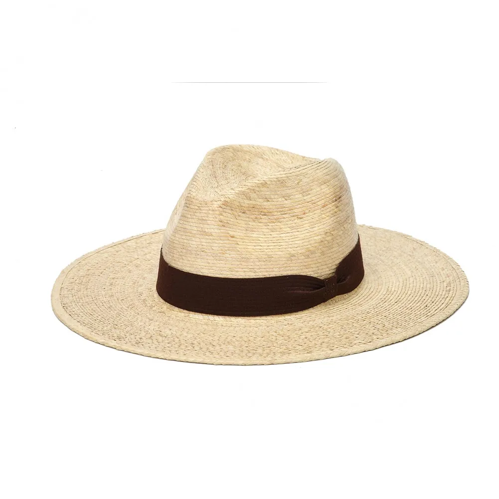 MEXICAN PALM LEAF COWBOY HAT -  FLAT BRIM UNISEX HAT - Natural - MX-980