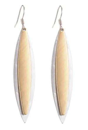 Mixed Metal Layered Elliptical Earrings