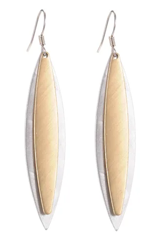 Mixed Metal Layered Elliptical Earrings