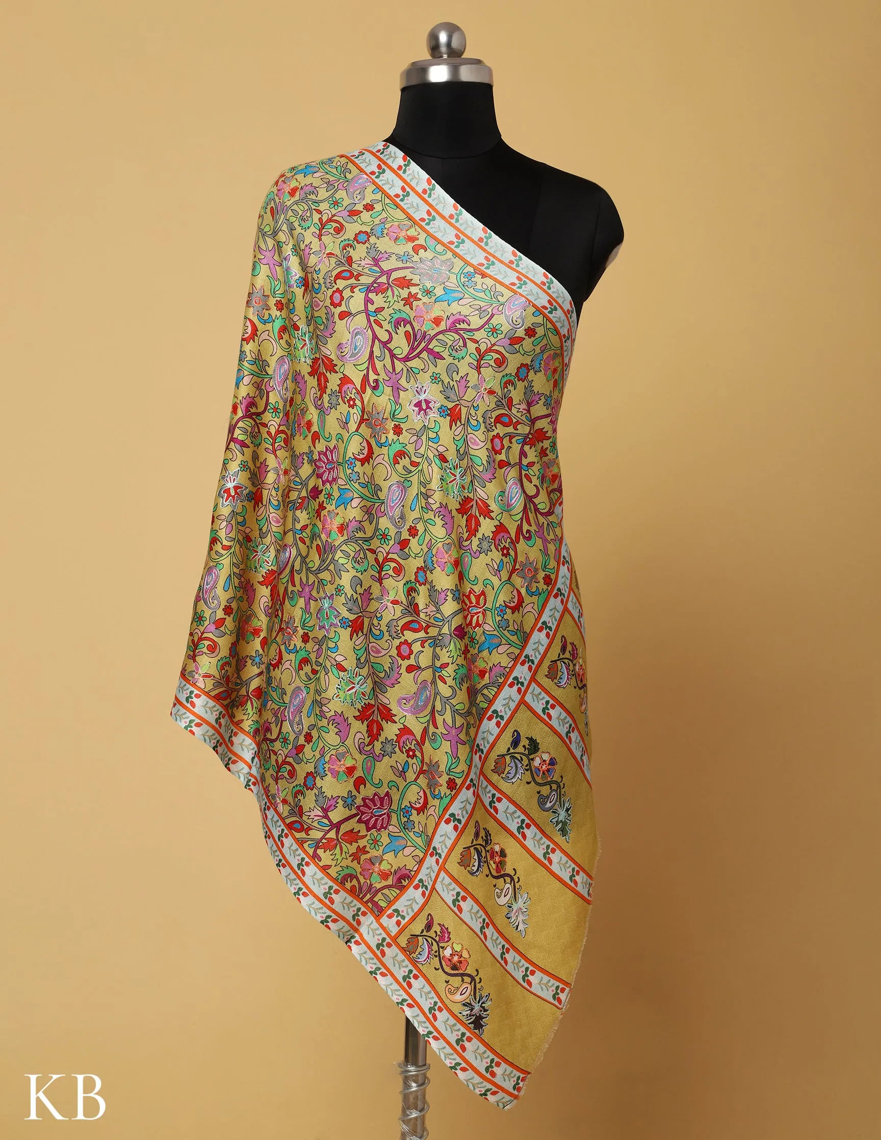 Mustard Modal Kalamkari Stole