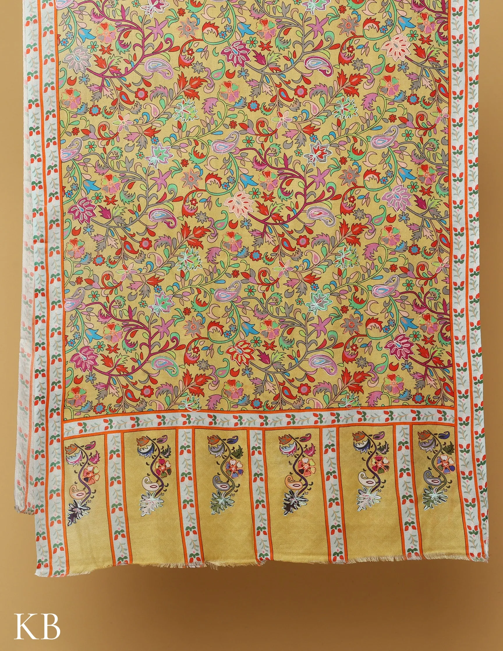 Mustard Modal Kalamkari Stole