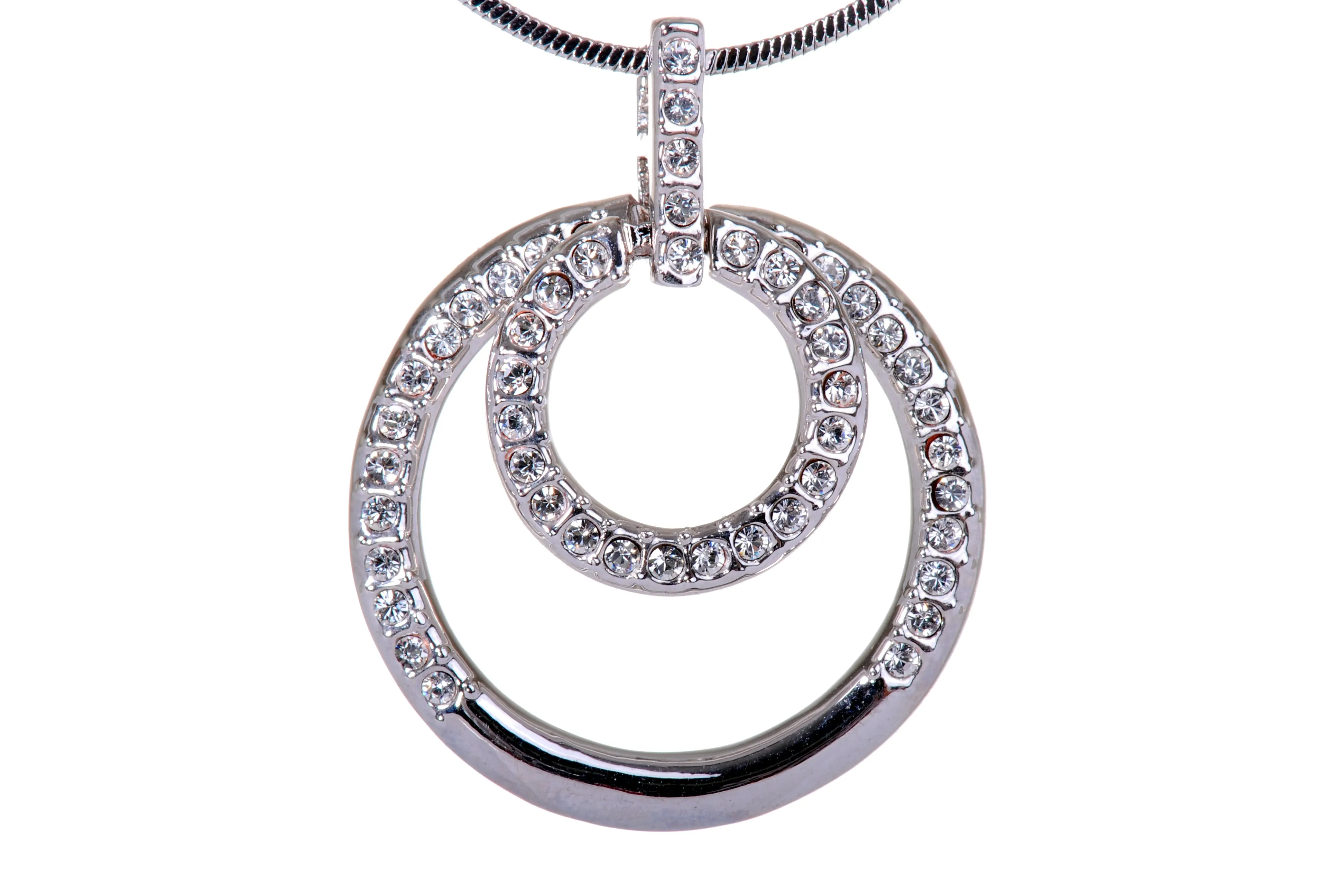 N7137 Elegant Double Loop Swarovski Element Crystal Pendant Necklace