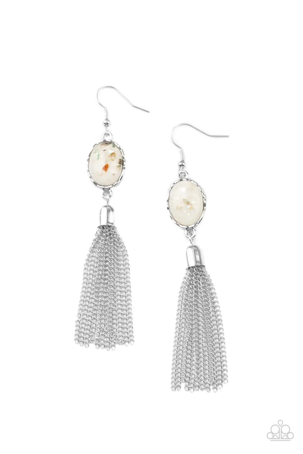 Oceanic Opalescence - White Earrings - Paparazzi Accessories