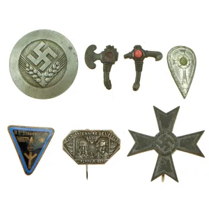 Original German WWII Medal and Insignia Lot - 7 Items