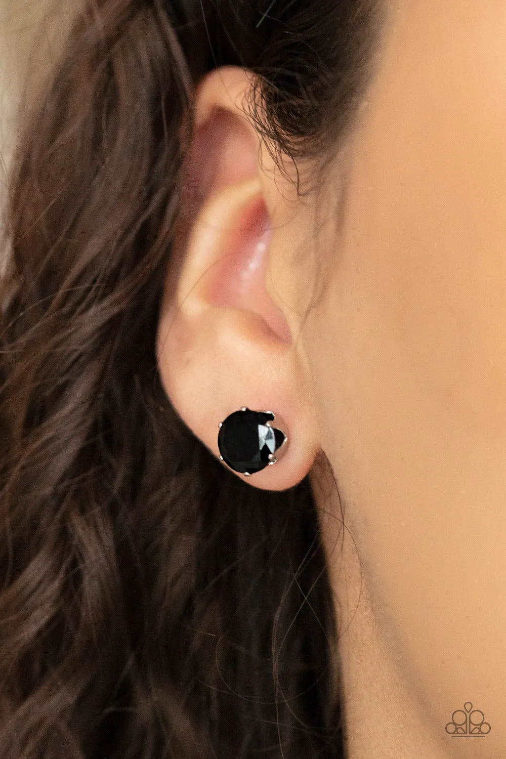 Paparazzi Earrings ~ Modest Motivation - Black Post Studs