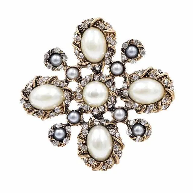 Pearl Cross Baroque Brooches