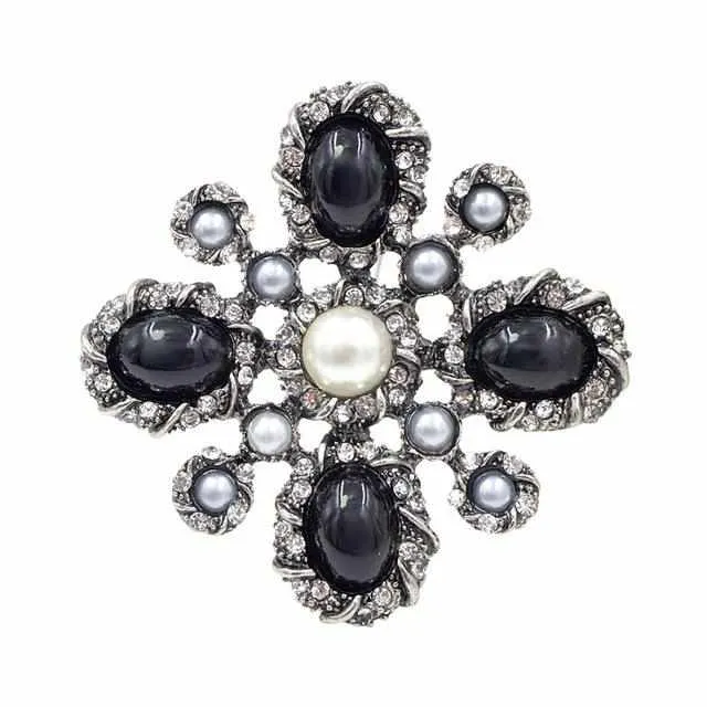 Pearl Cross Baroque Brooches