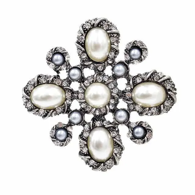 Pearl Cross Baroque Brooches