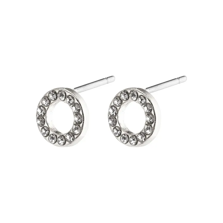 PILGRIM TESSA recycled crystal halo earrings silver-plated