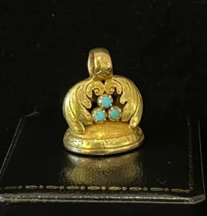 RARE Victorian Miniature Carnelian and Turquoise Fob Seal