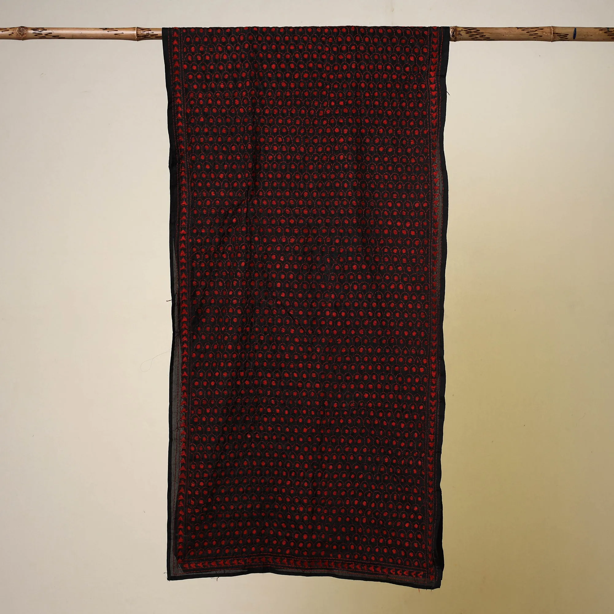 Red - Bengal Kantha Embroidery Handloom Silk Stole