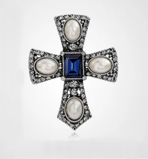 Royal cross brooch vintage look silver plated celebrity broach queen pin k42 new