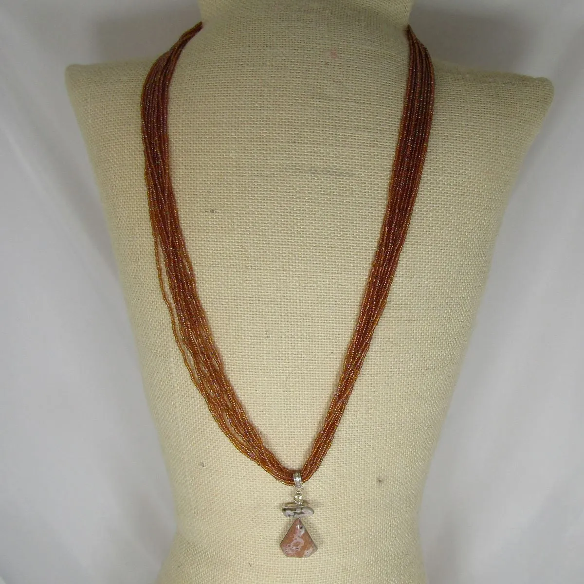 Sandstone Necklace with Multi-stone Jasper Pendant