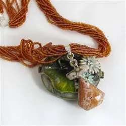 Sandstone Necklace with Multi-stone Jasper Pendant