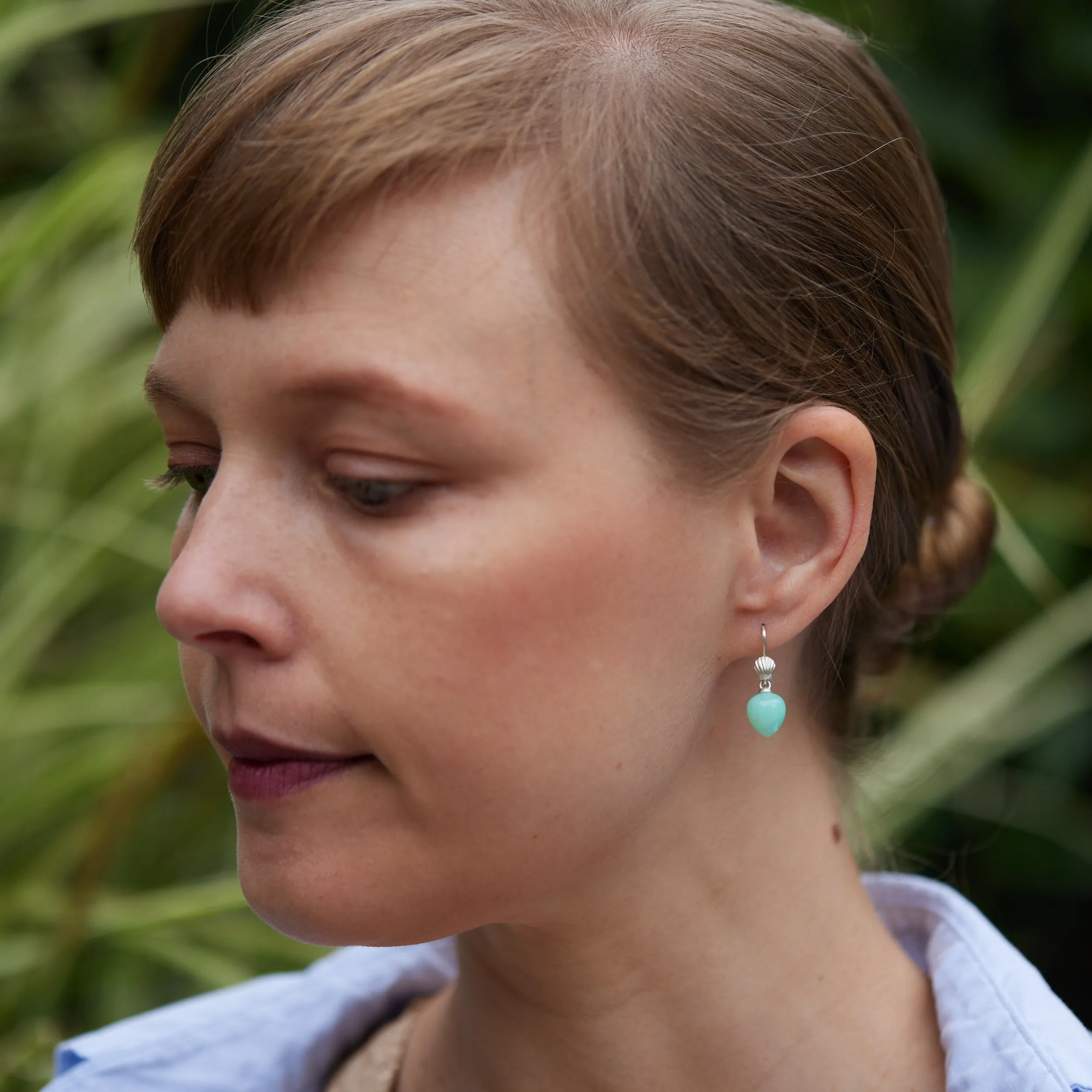 Sea Foam   Shells Chrysoprase Ruthie B. Earrings