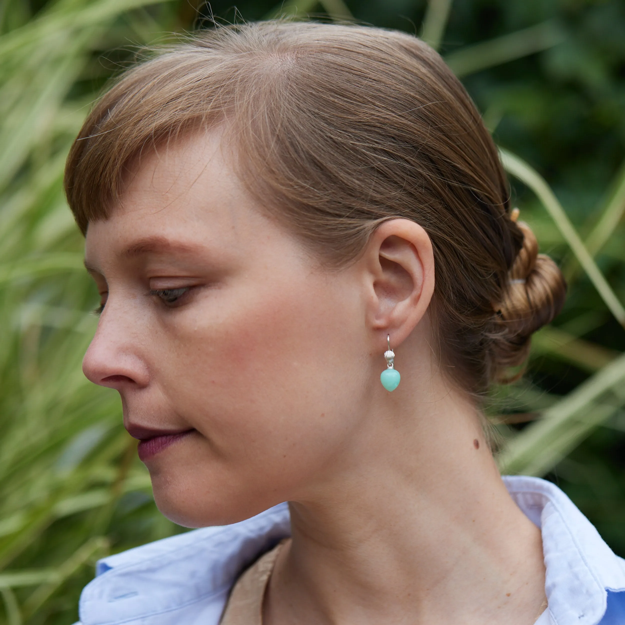 Sea Foam   Shells Chrysoprase Ruthie B. Earrings