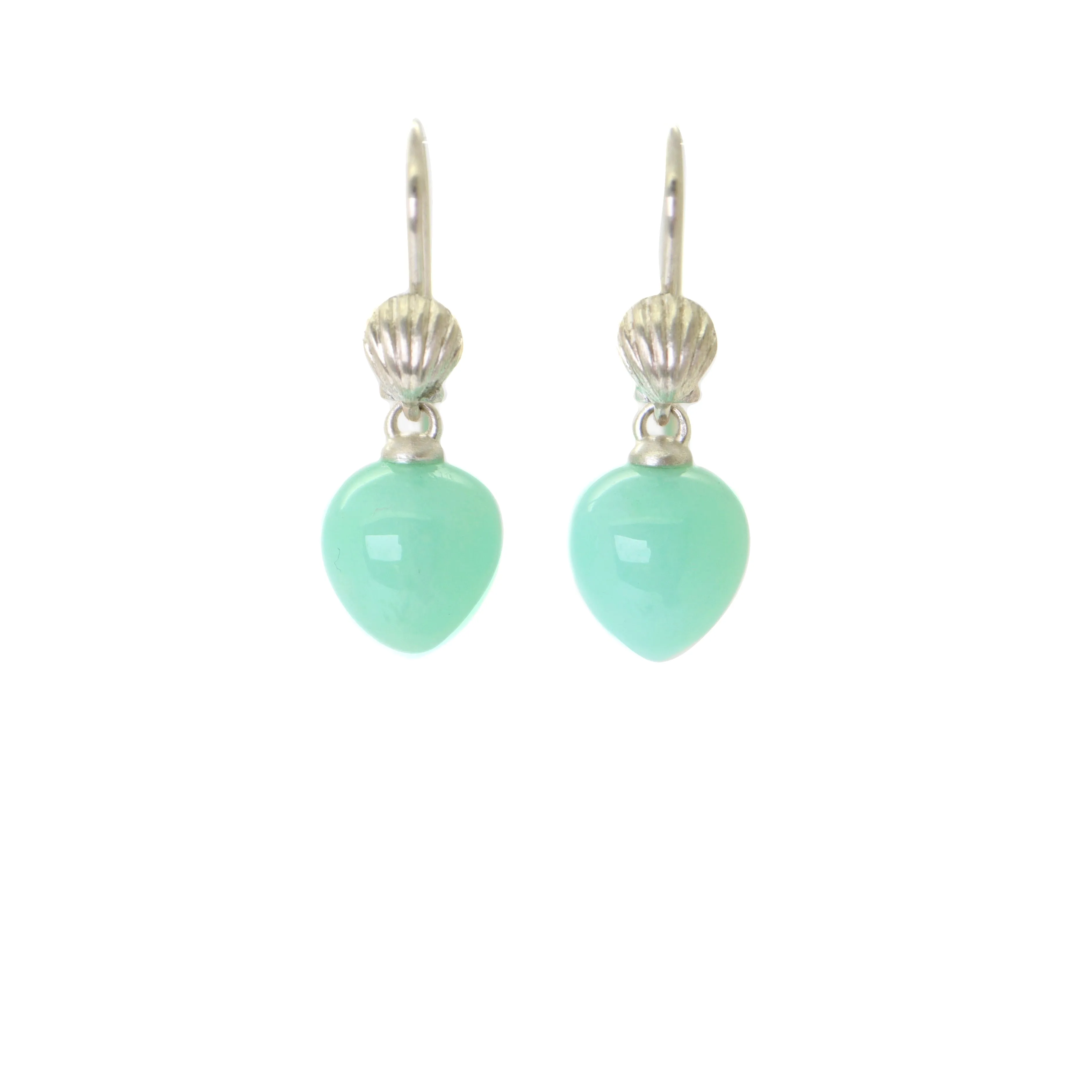 Sea Foam   Shells Chrysoprase Ruthie B. Earrings