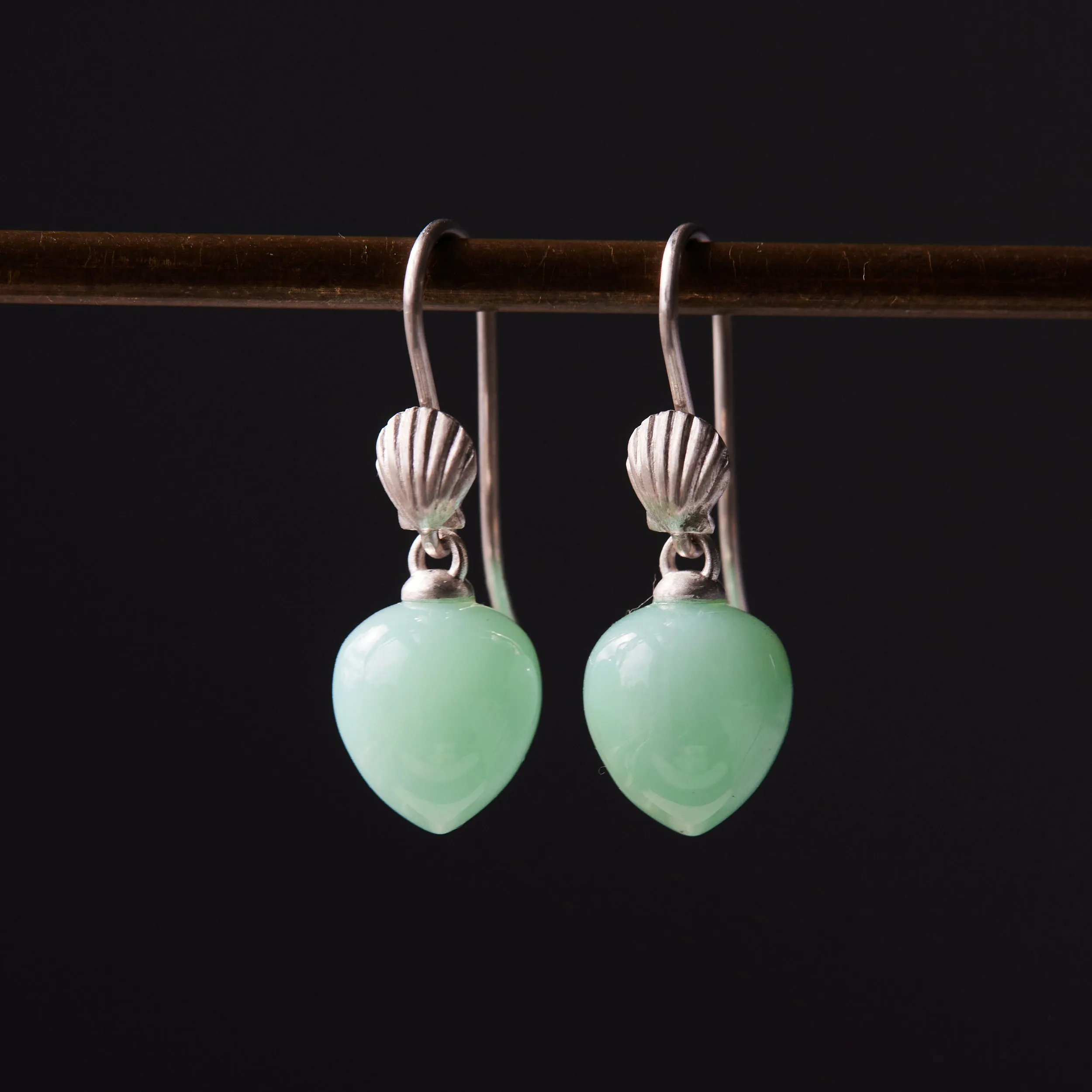 Sea Foam   Shells Chrysoprase Ruthie B. Earrings