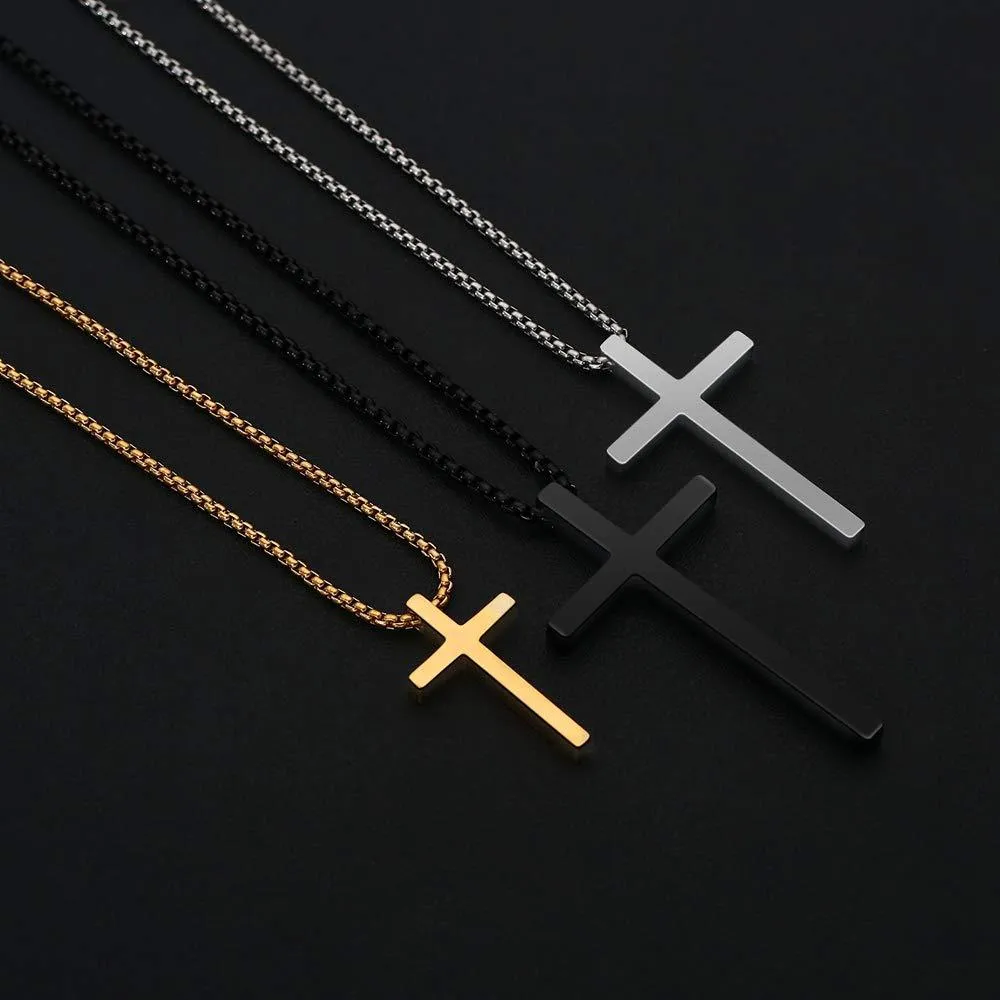 Sisslia Classic Stainless Steel Cross Necklace Fashion Men Jewelry Cross Pendant Necklace For Gift