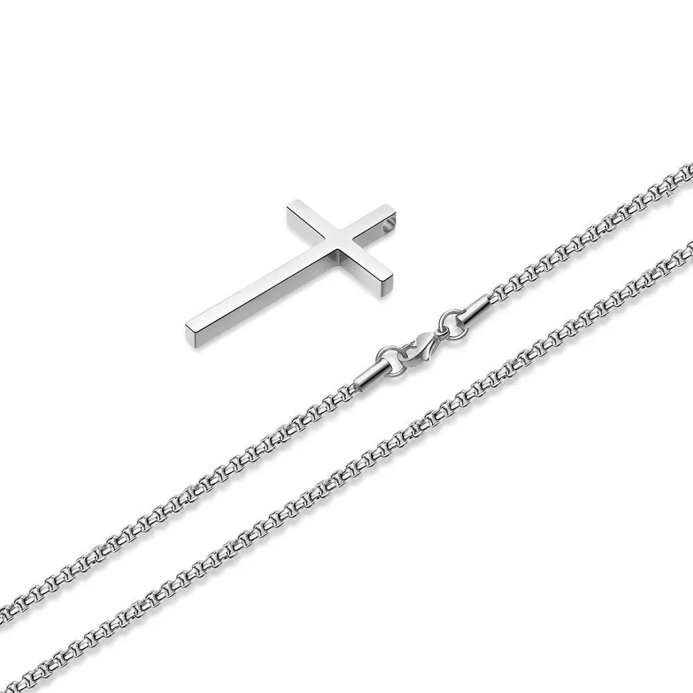 Sisslia Classic Stainless Steel Cross Necklace Fashion Men Jewelry Cross Pendant Necklace For Gift