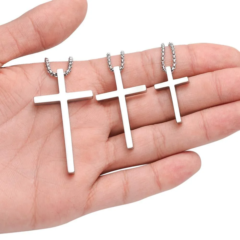 Sisslia Classic Stainless Steel Cross Necklace Fashion Men Jewelry Cross Pendant Necklace For Gift