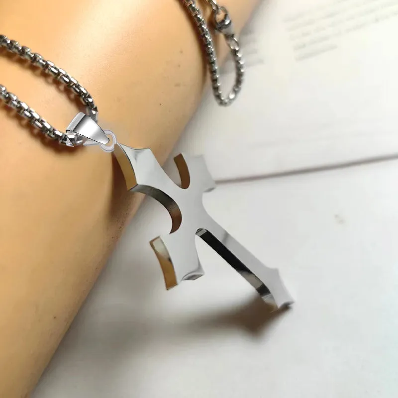 SISSLIA Vintage Cross Pendant Necklace For Women Men Gothic Sliver Grunge Male Cool Street Style Necklaces Chains Jewelry