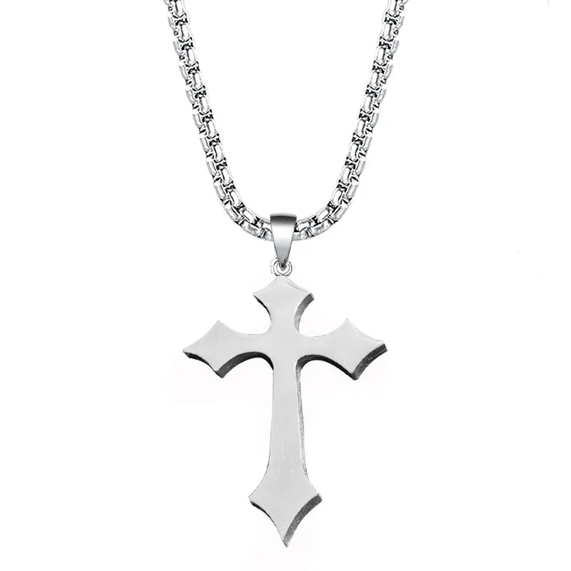 SISSLIA Vintage Cross Pendant Necklace For Women Men Gothic Sliver Grunge Male Cool Street Style Necklaces Chains Jewelry