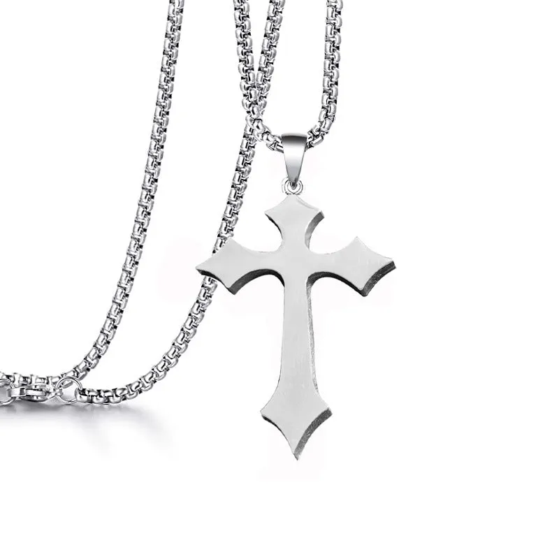 SISSLIA Vintage Cross Pendant Necklace For Women Men Gothic Sliver Grunge Male Cool Street Style Necklaces Chains Jewelry