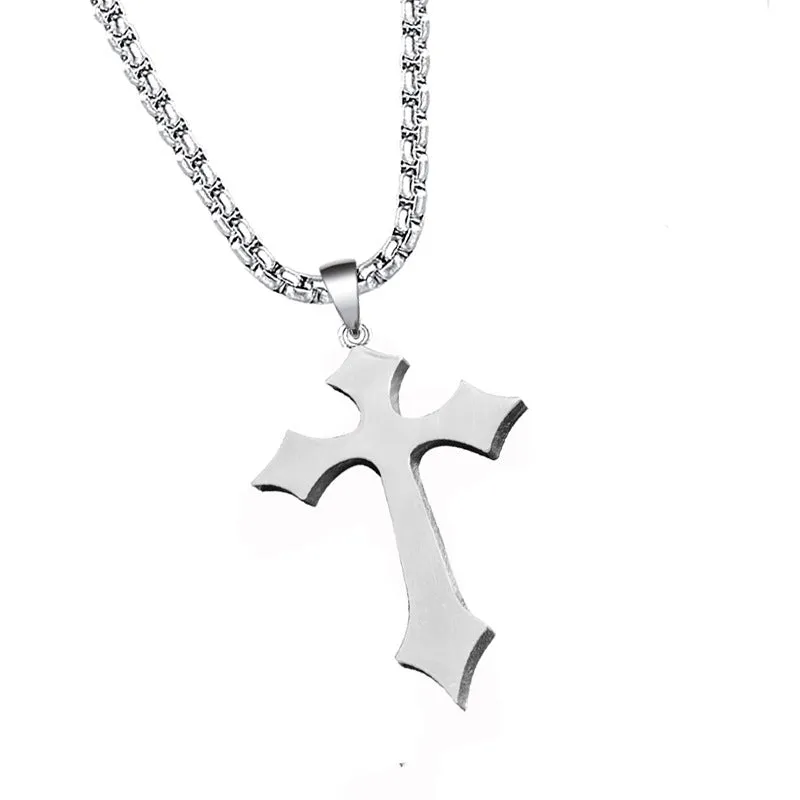 SISSLIA Vintage Cross Pendant Necklace For Women Men Gothic Sliver Grunge Male Cool Street Style Necklaces Chains Jewelry