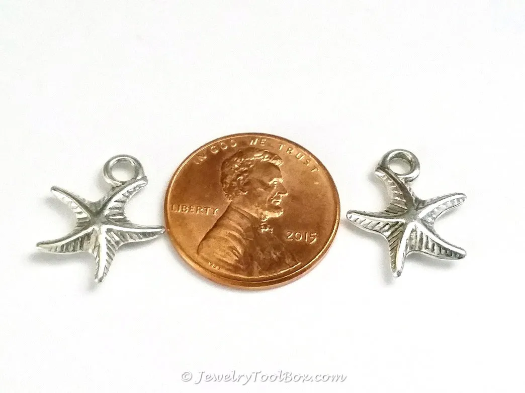 Starfish Charms, Antique Silver, 3 Dimensional, Lead Free, Cadmium Free, 14mm, Lot Size 20, #2153