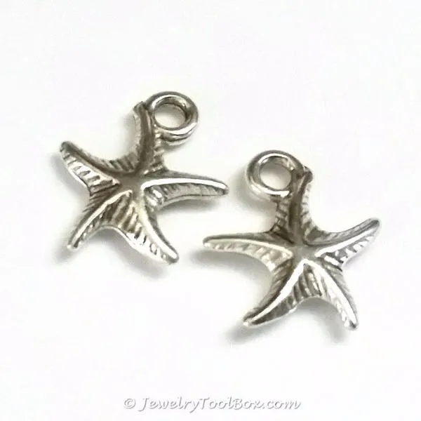 Starfish Charms, Antique Silver, 3 Dimensional, Lead Free, Cadmium Free, 14mm, Lot Size 20, #2153