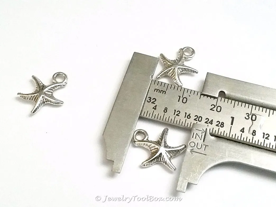 Starfish Charms, Antique Silver, 3 Dimensional, Lead Free, Cadmium Free, 14mm, Lot Size 20, #2153