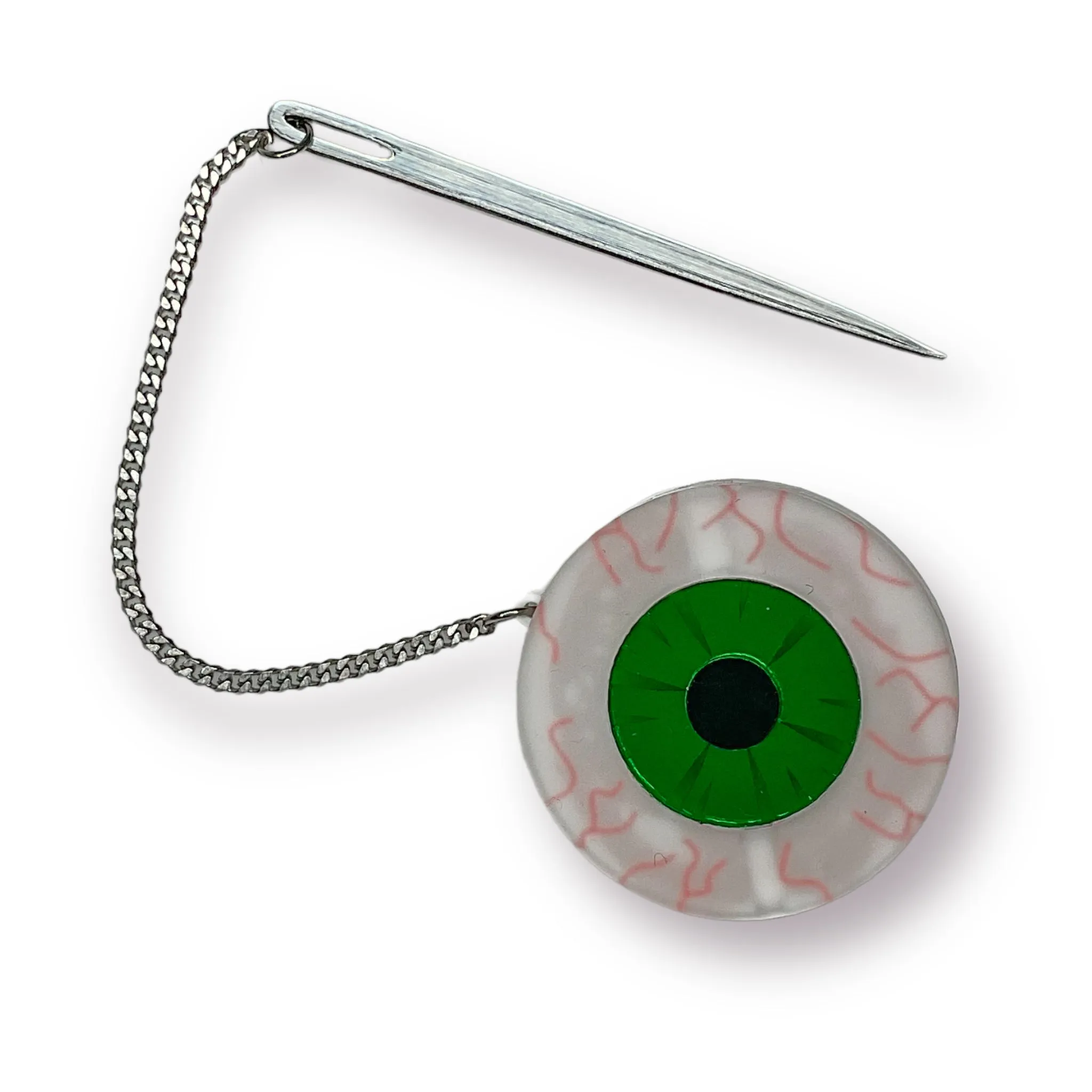 Stick A Needle In My Eye Brooch in Green by Vinca