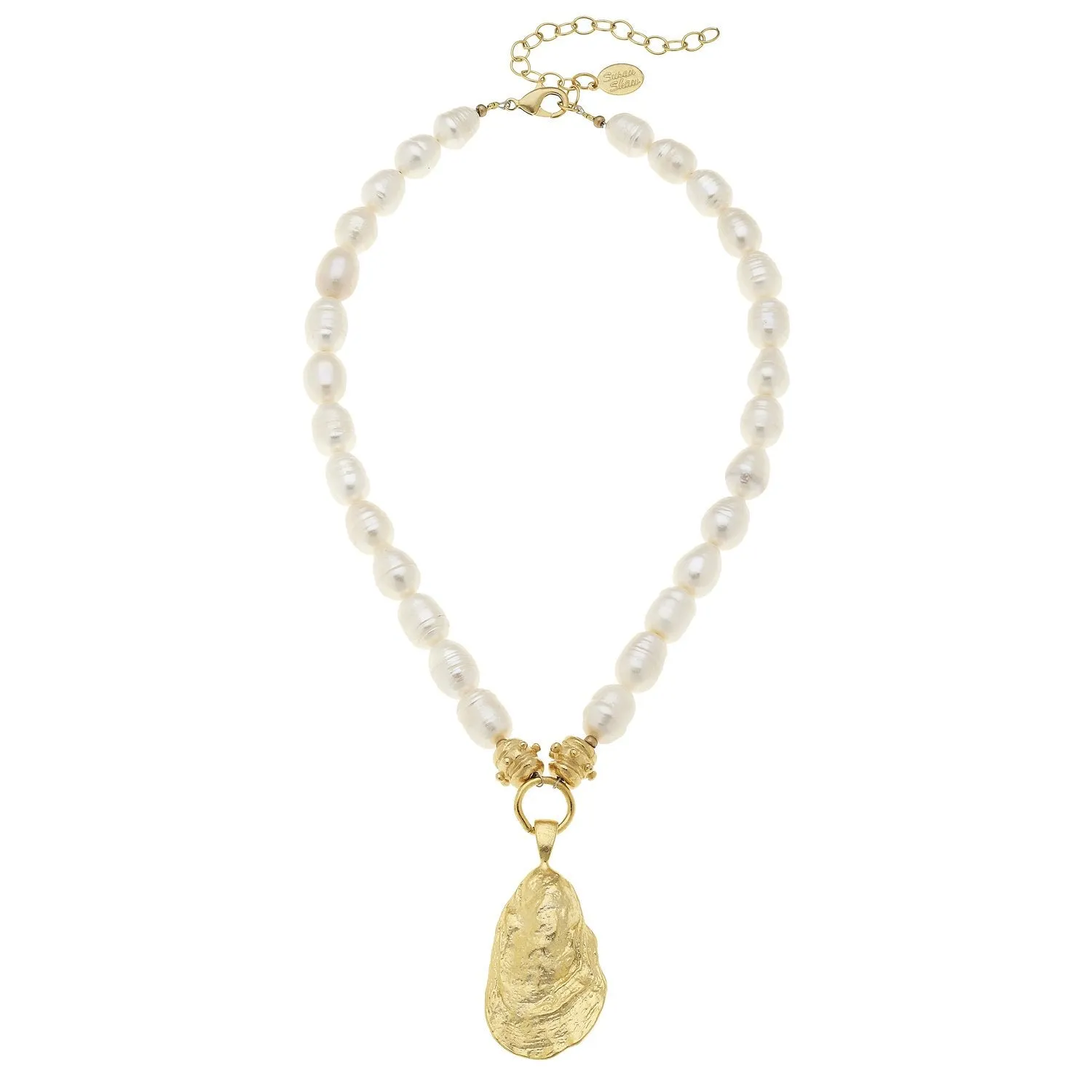 Susan Shaw Pearl Oyster Necklace with Gold Oyster and Freshwater Pearl