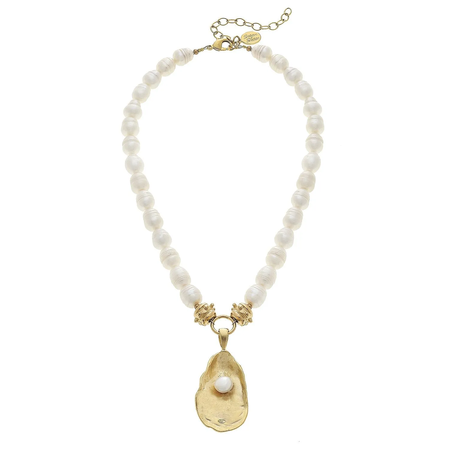 Susan Shaw Pearl Oyster Necklace with Gold Oyster and Freshwater Pearl