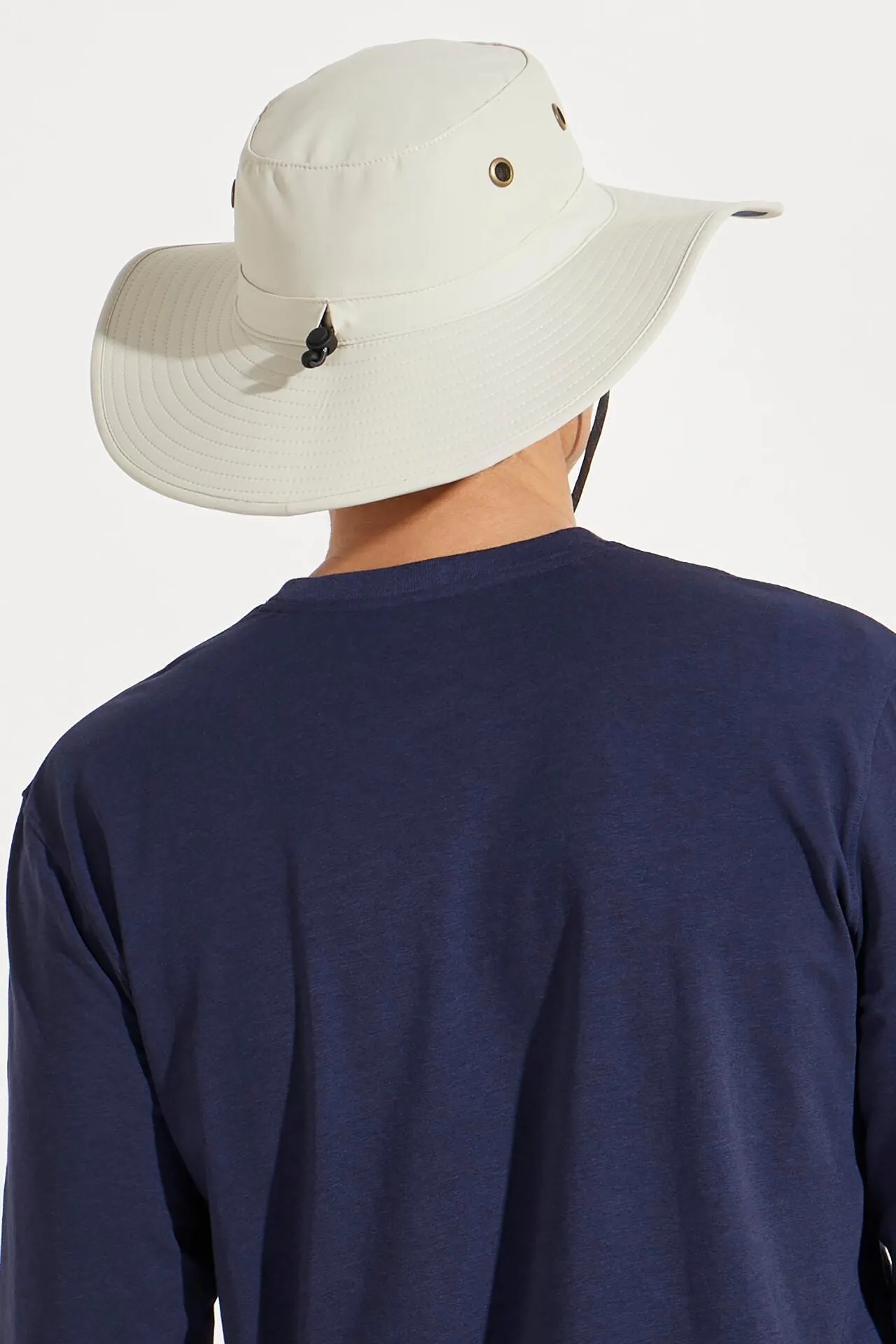 Unisex Leo Shapeable Wide Brim Hat  |  Stone/Navy