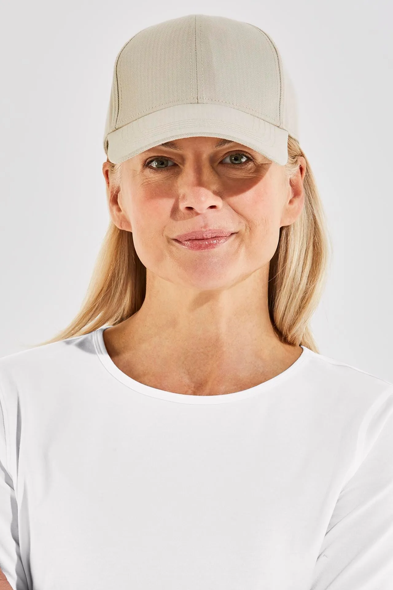 Unisex Zayne Cotton Ball Cap  |  Natural Modern Herringbone