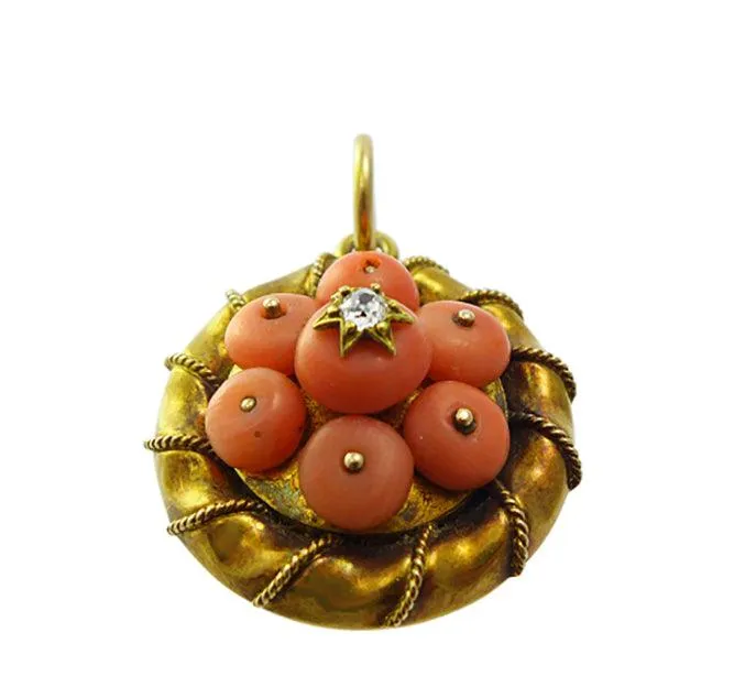 Victorian Coral & Diamond Locket