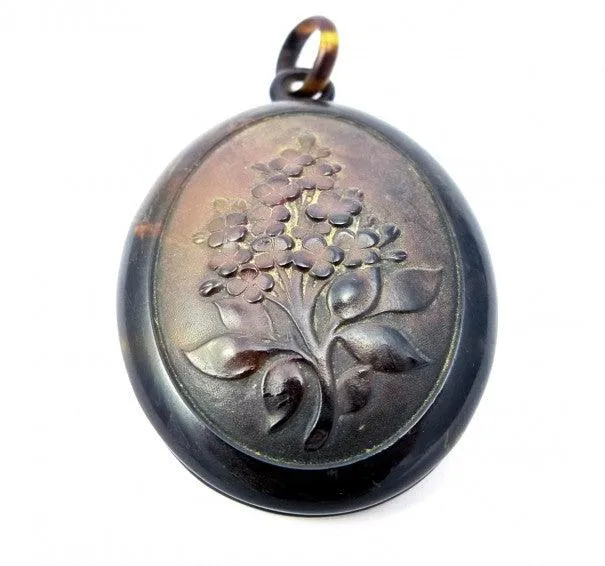 Victorian Floral Tortoiseshell locket