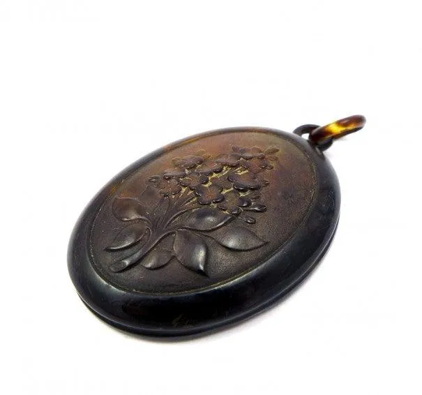 Victorian Floral Tortoiseshell locket